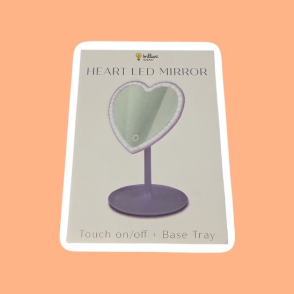 *NEW* HEART LED MIRROR- touch on & off with Base Tray